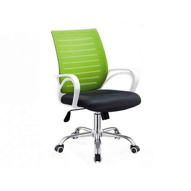 Kancelářské křeslo, zelená / černá / bílá / chrom, OZELA - 53x60x91-101 cm
