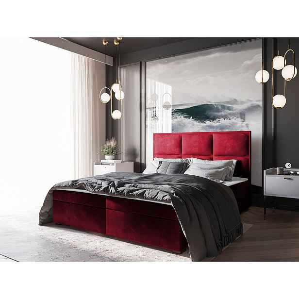 Moderní boxspring postel Agger 180x200, červená Itaka HELCEL