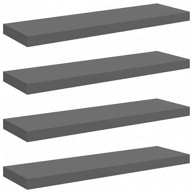 vidaXL Plovoucí nástěnné police 4 ks lesklé šedé 80x23,5x3,8 cm MDF