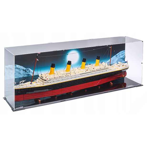 XL vitrína s pozadím Blacked Brick pro Lego 10294 Creator Expert Titanic