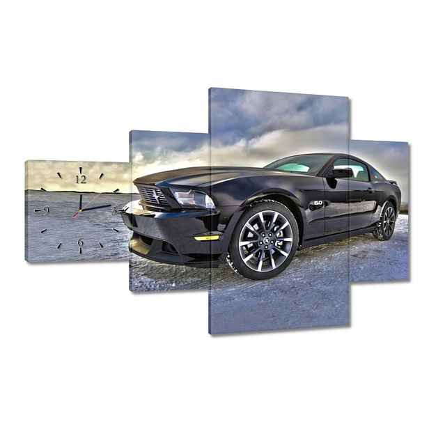 Hodiny 130x80 Ford Mustang na sněhu Auto Klasika vyrobeno v Usa