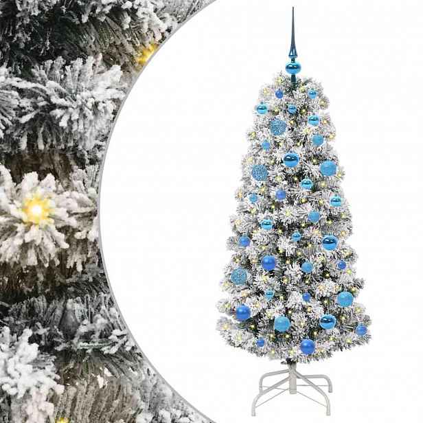 vidaXL Umělý Skládací Vánoční Strom 150 LED Zelená a bílá 150 cm