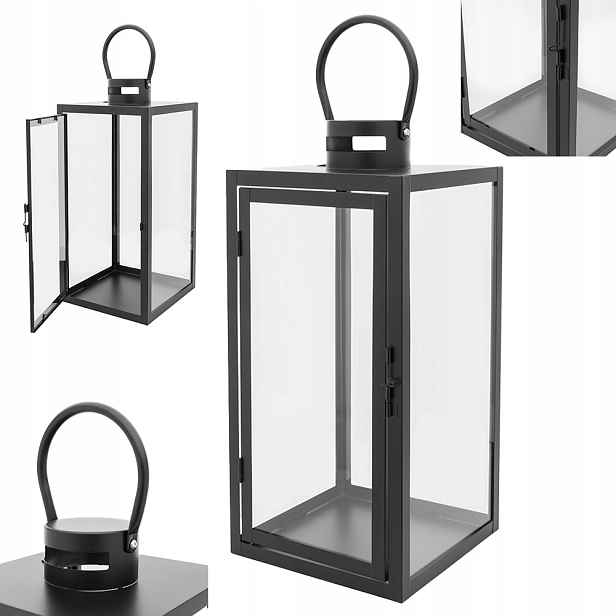 Dekorativní lucerna Altom Design kovová, černá, 44 cm