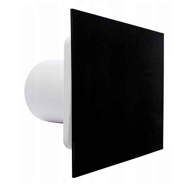 Domácí koupelnový ventilátor Fi 125 Černý Tichý panel 29 dB Výkonný 147 m3/h