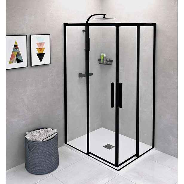 Polysan Altis Line - Sprchový kout 90x80 cm, matná černá/čiré sklo AL1592BAL1582B