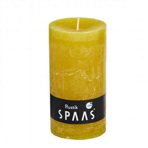 Sloupová svíčka SPAAS RUSTIK 13 cm žlutá