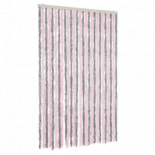 vidaXL Závěs proti hmyzu stříbrošedý a růžový 118 x 220 cm žinylka