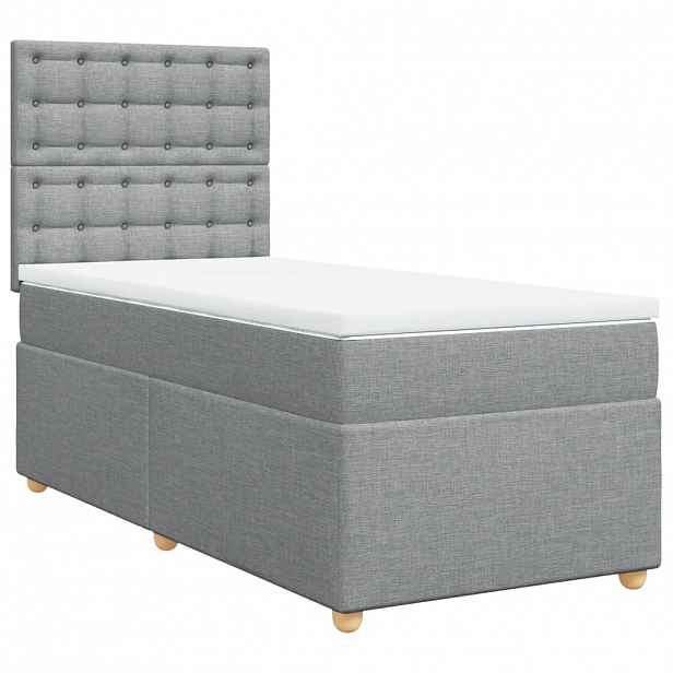 vidaXL Box spring postel s matrací světle šedá 90x190 cm textil
