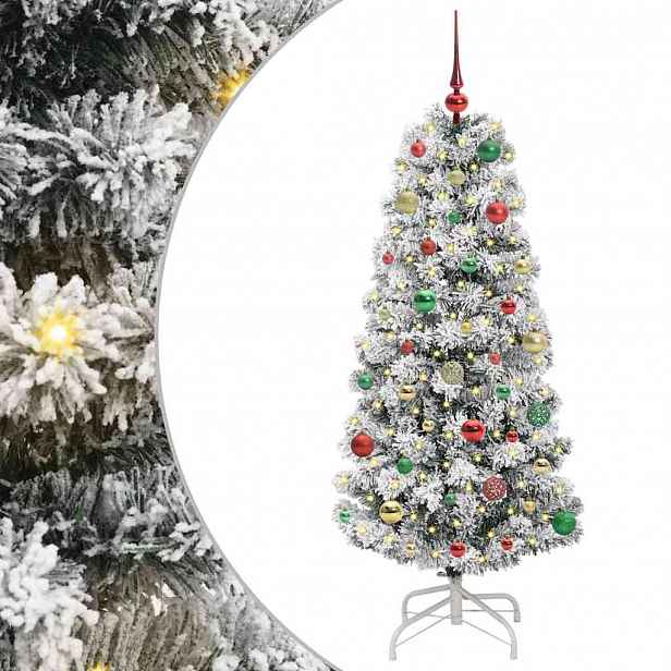 vidaXL Umělý Skládací Vánoční Strom 150 LED Zelená a bílá 150 cm