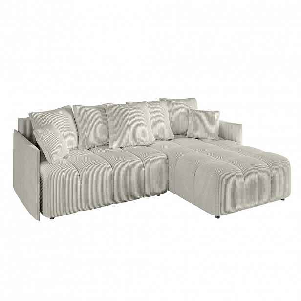 ALTDECOR ROHOVÁ SEDACÍ SOUPRAVA s otomanem vpravo LONLI-L 251x189x68 krémový manšestr