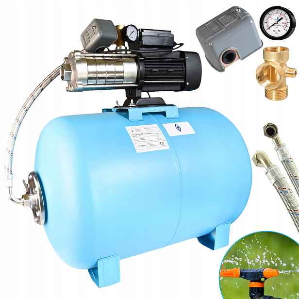 Hydrofor 80 L Na Vodu 5-ROTOROVÁ Pumpa Inox 1100 W 130 L/min, Robustní, Prémiová