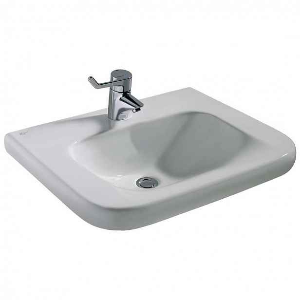 Ideal Standard Contour 21 - Umyvadlo bezbariérové 60x56 cm, 1 otvor pro baterii, bez přepadu, bílá E512301