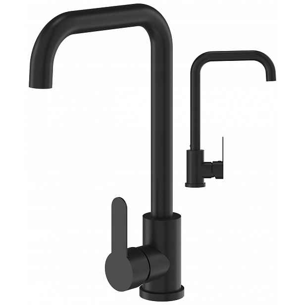 Kuchyňská Baterie Do Dřezu Černá Vysoká Otočná Steel