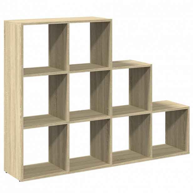 vidaXL Knihovna/dělící stěna 3patrová dub sonoma 137,5x29x103,5 cm