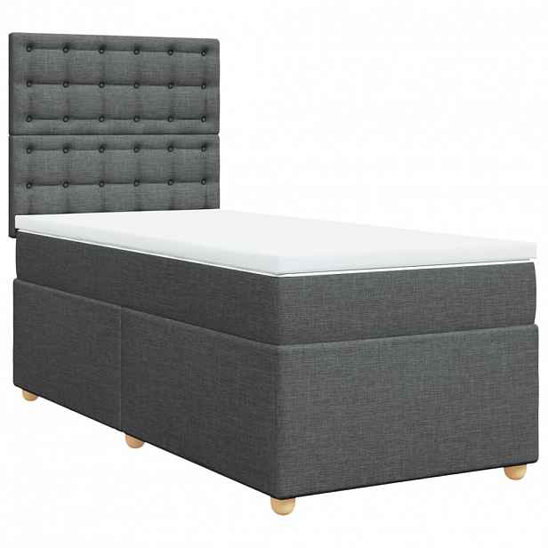 vidaXL Box spring postel s matrací tmavě šedá 90x190 cm textil