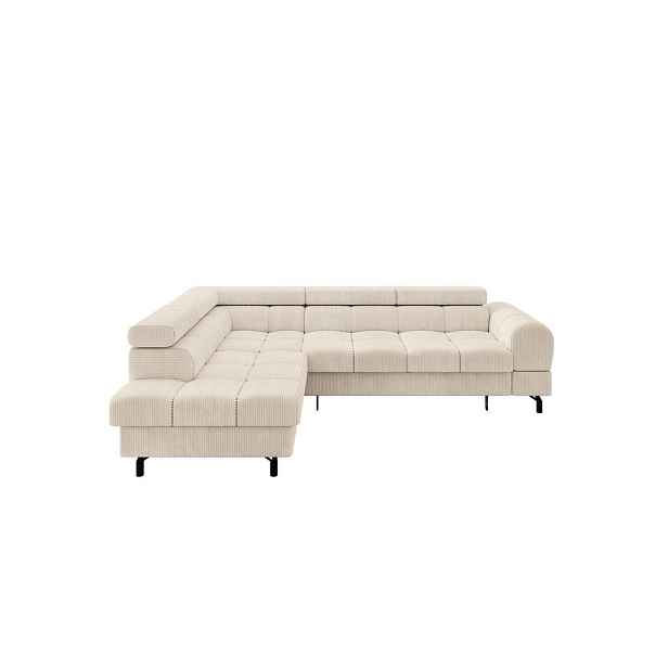 ALTDECOR ROHOVÁ SEDAČKA s funkcí spaní otomana vlevo LUMA-L 272x203x70 béžová manšestr