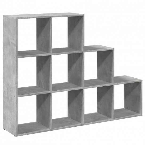 vidaXL Knihovna/dělící stěna 3patrová betonově šedá 137,5x29x103,5 cm