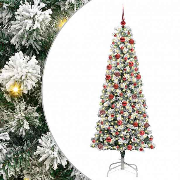 vidaXL Umělý Skládací Vánoční Strom 300 LED Zelená a bílá 180 cm