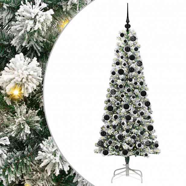 vidaXL Umělý Skládací Vánoční Strom 300 LED Zelená a bílá 180 cm