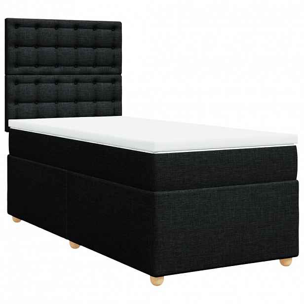vidaXL Box spring postel s matrací černá 90x190 cm textil