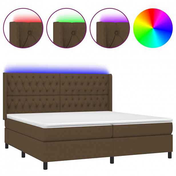 vidaXL LED box pružinová postel s čelo textil
