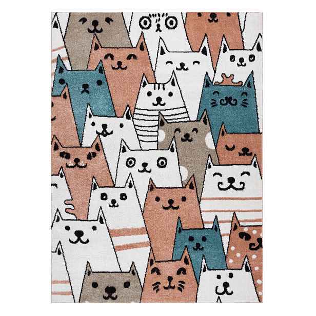 Dětský kusový koberec Fun Gatti Cats pink, 120x170, vícebarevná, dětský pokoj, Dywany Łuszczów
