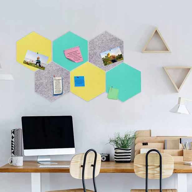 Filcová tabule Seg Direct Hexagon 5 ks Samolepicí tabule s pinezkami
