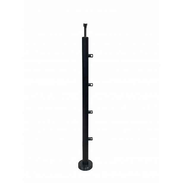 Průchozí Sloupek 42,4 x 960 mm 4 Držáky Trubek Černý Pvd