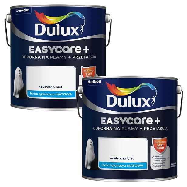 Set Dulux Easycare+ 2x2,5L Barva Nástěnná Neutrální Bílá 5L