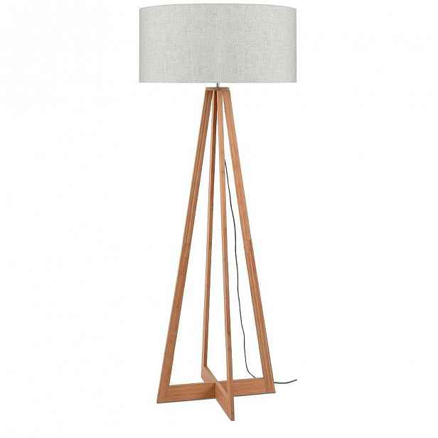 Stojací lampa se světle béžovým stínidlem a konstrukcí z bambusu Good&Mojo Everest