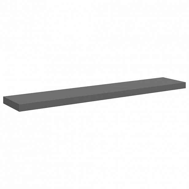 vidaXL Plovoucí nástěnná police šedá vysoký lesk 120x23,5x3,8 cm MDF