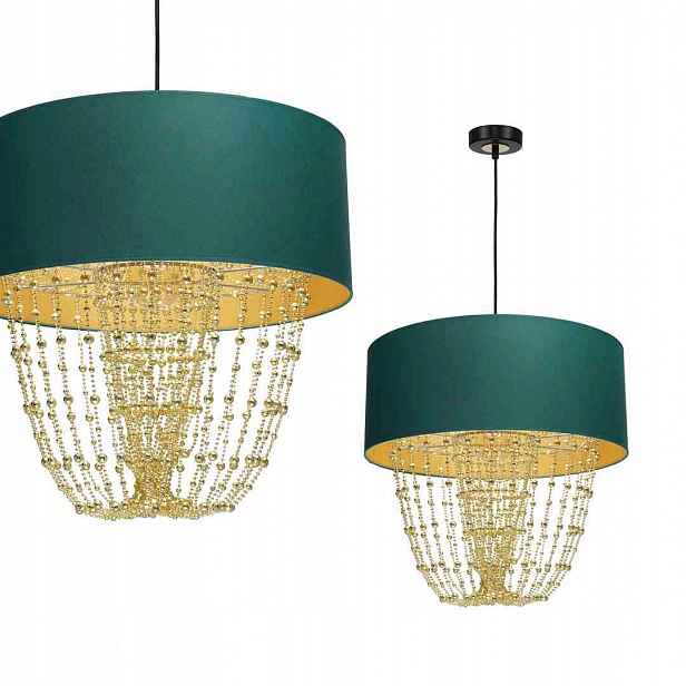 Milagro Almeria Závěsná lampa Zelená Zlatá 50 cm 1xE27 60W Stínidlo MLP6452