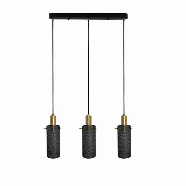 Závěsná lampa trojitá zlatá, černá, drátěné trubky nad stůl Light Prestige