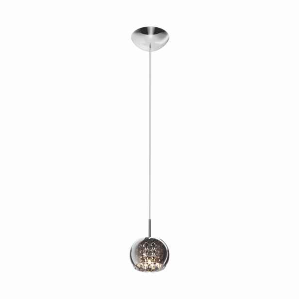 Závěsná lampa ze skla, chrom, kulatá, 13 cm, s krystaly Zuma Line