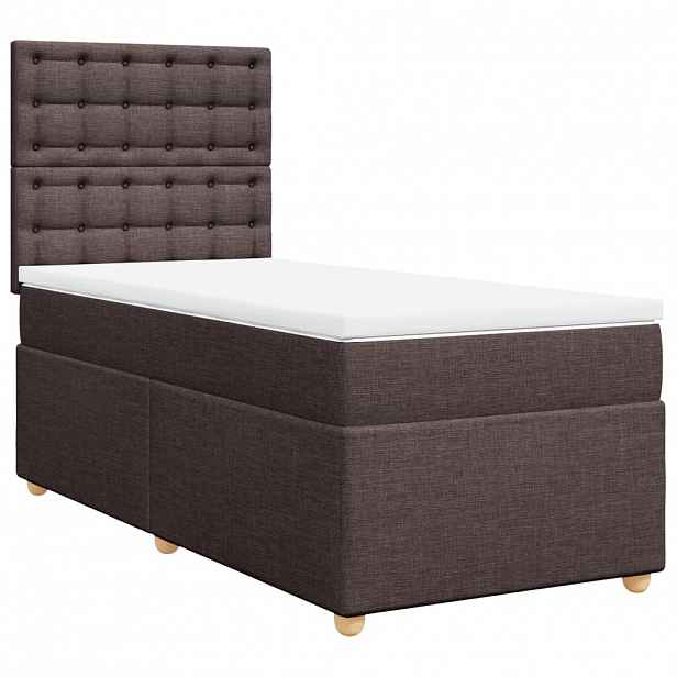 vidaXL Box spring postel s matrací tmavě hnědá 90x190 cm textil