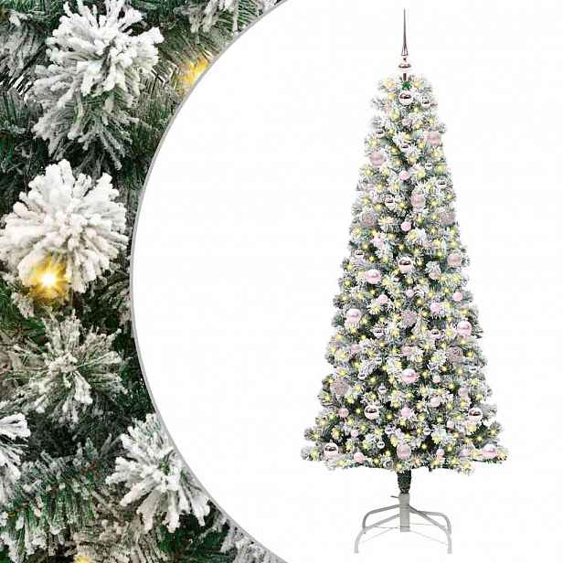 vidaXL Umělý Skládací Vánoční Strom 300 LED Zelená a bílá 180 cm
