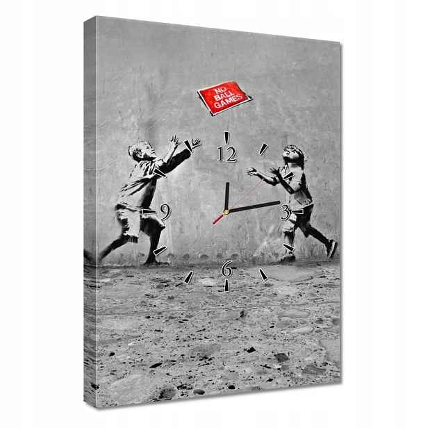 Nástěnné hodiny 40x60 Banksy No ball games