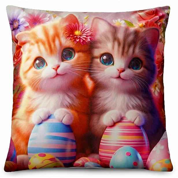 Velikonoční povlak na polštář KOČIČKY 40x40 cm Mybesthome