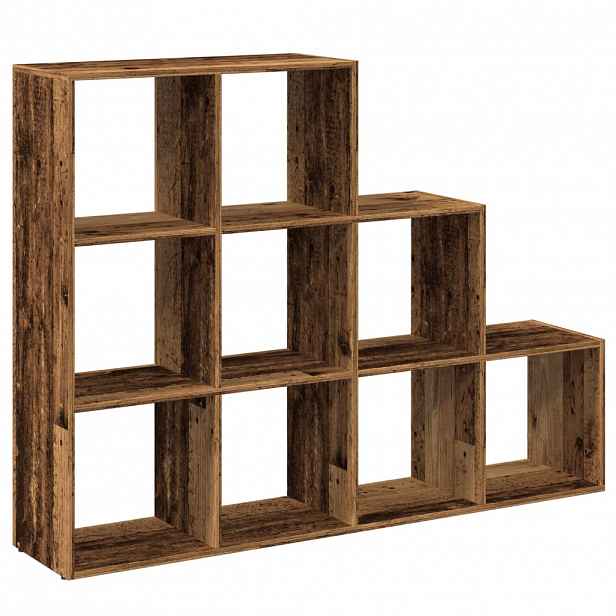 vidaXL Knihovna/dělící stěna 3patrová old wood 137,5x29x103,5 cm