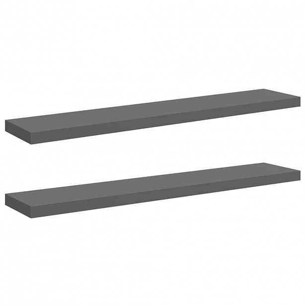 vidaXL Plovoucí nástěnné police 2 ks lesklé šedé 120x23,5x3,8 cm MDF