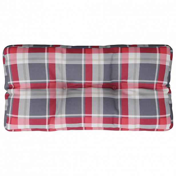 vidaXL Poduška na palety červená károvaná 70 x 40 x 12 cm textil