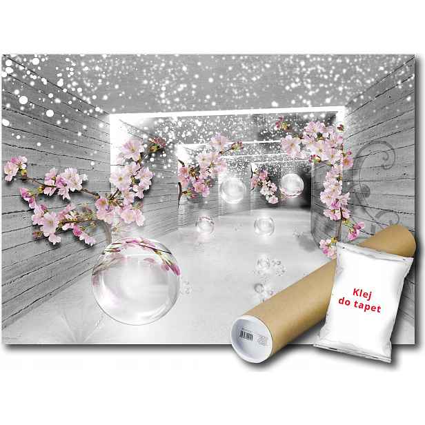 Vinylová fototapeta 3D tunel s květy 152x104