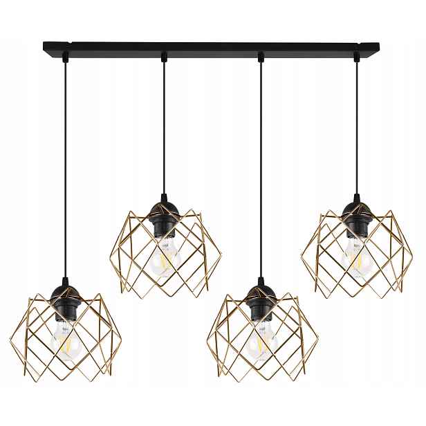 Závěsné Stropní Svítidlo Lustr Zlatý Černý Loft Lišta Moderní Glamour