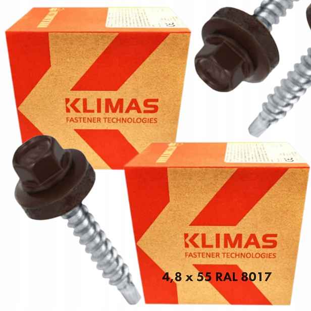 2x Samovrtné vruty farmáři dřevo 4,8x55 podložka Epdm Ral 8017 200ks