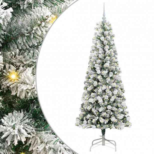 vidaXL Umělý Skládací Vánoční Strom 300 LED Zelená a bílá 180 cm