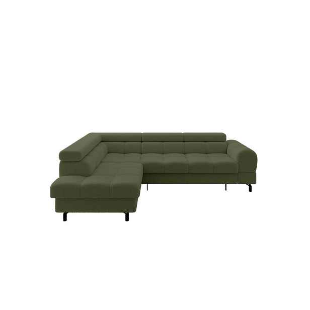 ALTDECOR ROHOVÁ SEDAČKA s funkcí spaní otomana vlevo LUMA-L 272x203x70 zelená buklé