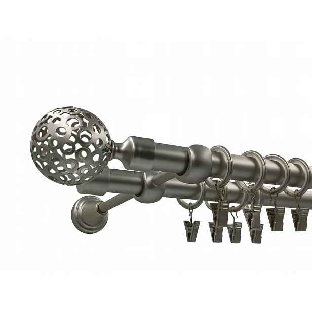 Garnýž Kovový Lux 19+19mm galvanizovaný Satén 120cm MIX Koncovek