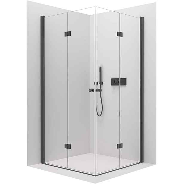 Sprchový kout Volpe Duo L/P - 6 mm - černá matná, transparentní sklo - 120x90x190 cm - zalamovací
