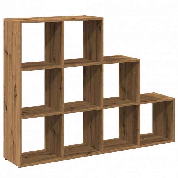 vidaXL Knihovna/dělící stěna 3patrová dub artisan 137,5x29x103,5 cm