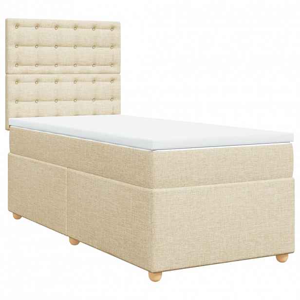 vidaXL Box spring postel s matrací krémová 90x190 cm textil